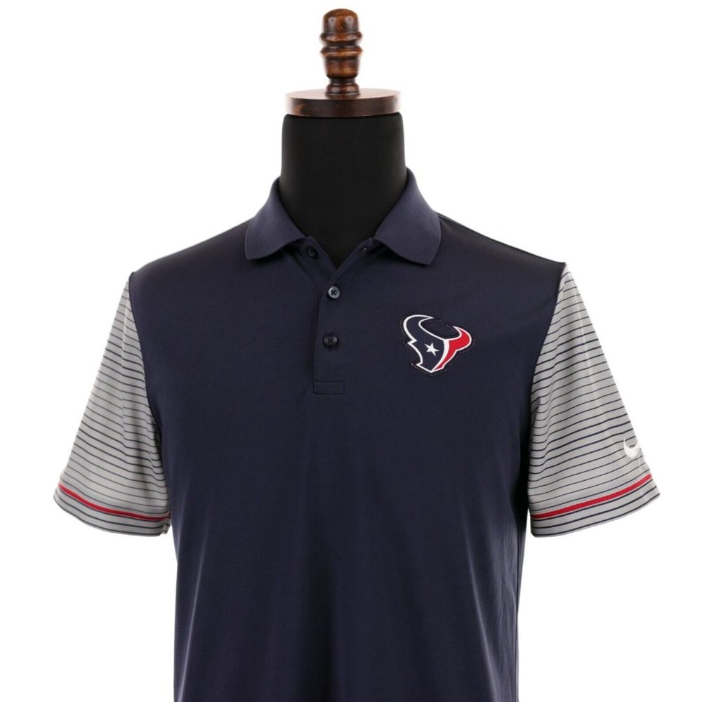 Houston Texans Nike Polo Shirt Men's Medium Blue NFL On Field Apparel Dri-Fit - Picture 2 of 9